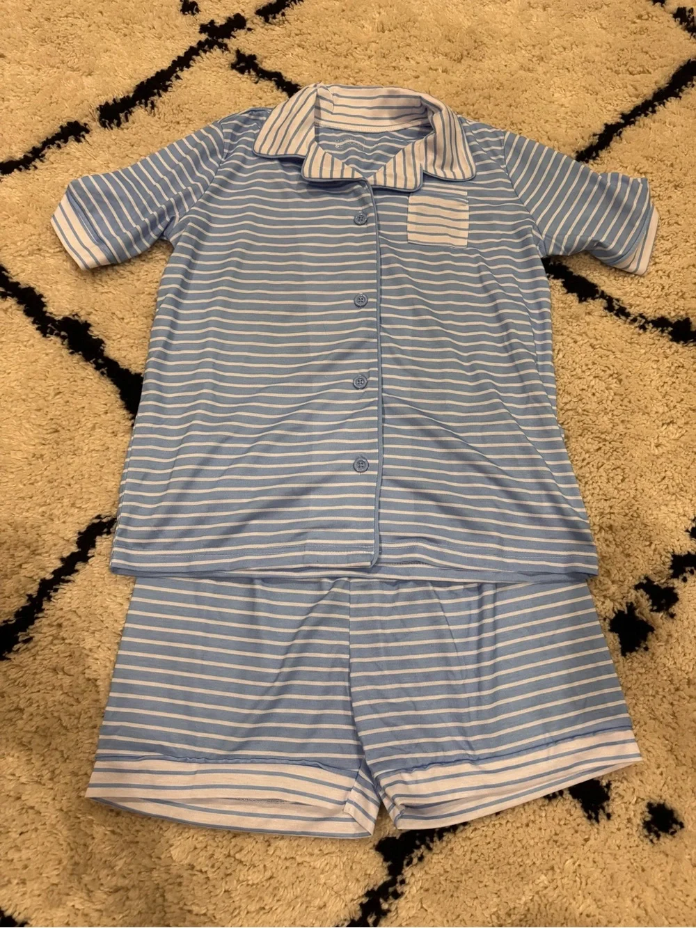 Market & Spruce Children's Light Blue Striped Pajama Set - Short Sleeve & Shorts